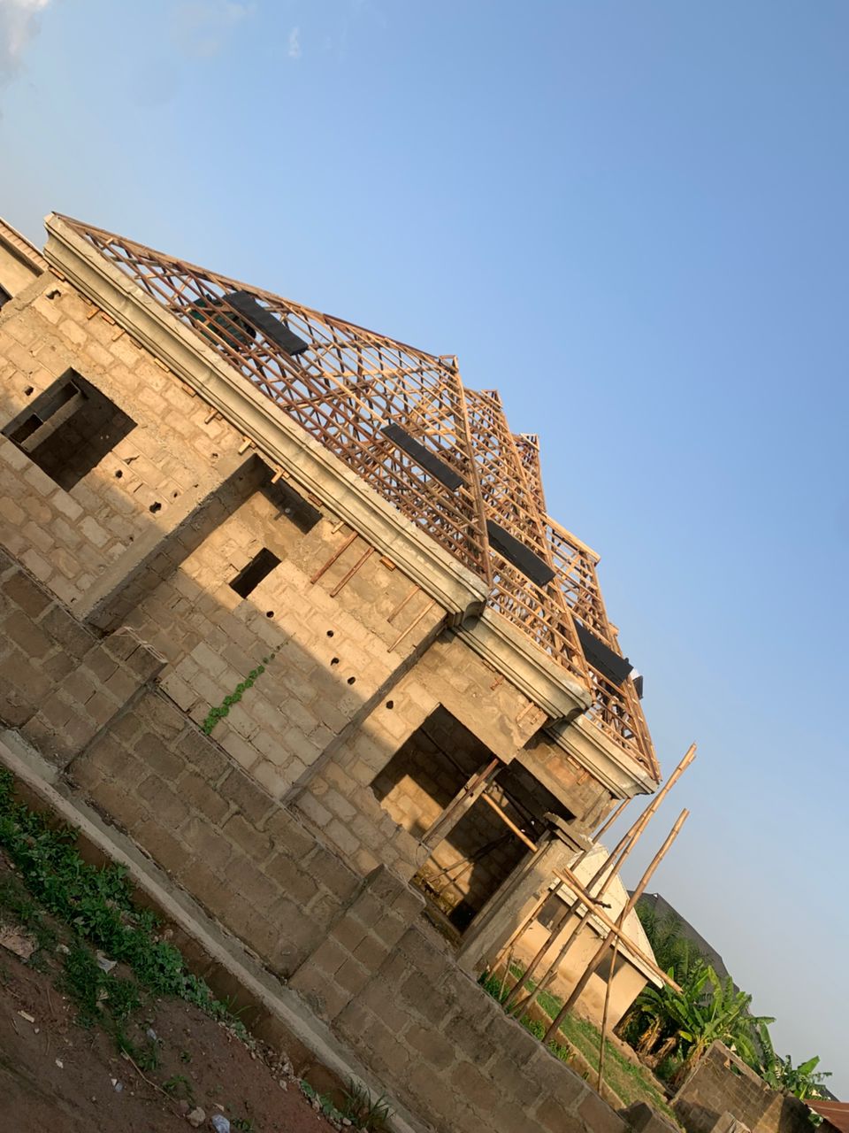 Wooden carcass roof skeleton duplex Elebu Oluloye Extension, Ibadan