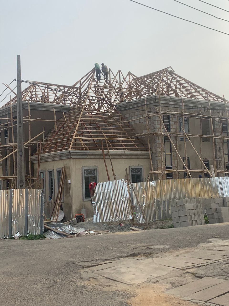 Wooden carcass roof frame Oluyole Estate, Ibadan